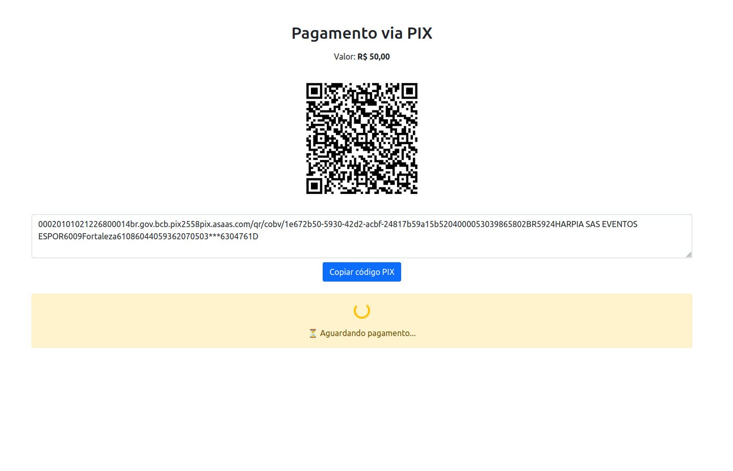 Tela de Efetivar Pagamento